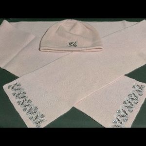Portolano lamb’s wool / angora pink scarf and hat set